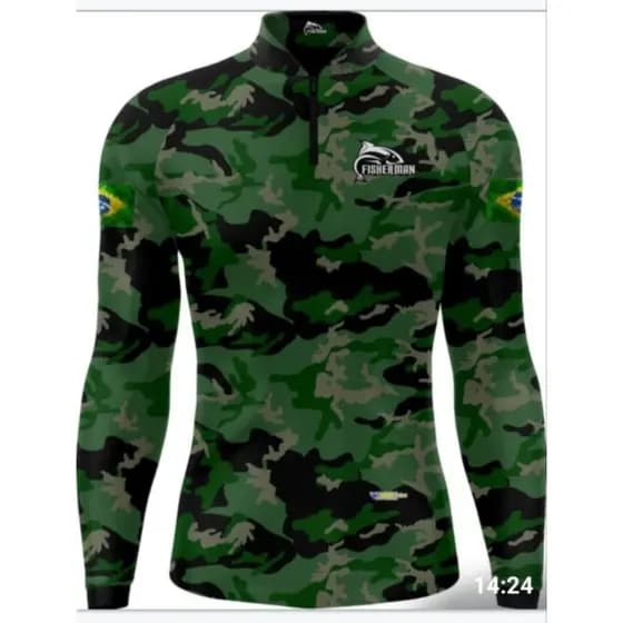 Camisa Camiseta de Pesca com Proteção UV50 Camuflado