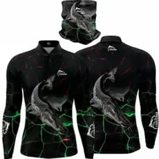 KIT CAMISA CAMISETA BLUSA + BANDANA DE PESCA COM PROTEÇAO UV50+ PINTADO