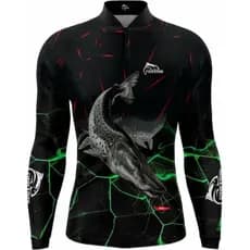 Camisa Camiseta de Pesca com Proteção UV50+ Pintado