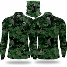 CAMISA CAMISETA BLUSA + BANDANA DE PESCA COM PROTEÇAO UV50+ CAMUFLADA