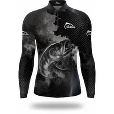 CAMISETA DE PESCA COM PROTEÇÃO UV50 TRAIRA PRETA