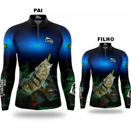 CAMISA TAL PAI TAL FILHO BLUSA DE PESCA COM PROTEÇÃO UV50+ Tucunaré