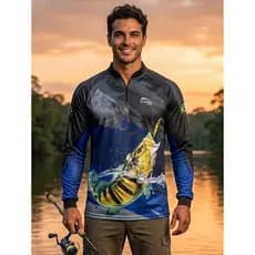 CAMISA CAMISETA BLUSA DE PESCA COM PROTEÇAO UV50+ TUCUNARÉ