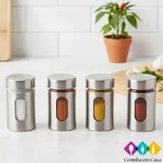 Porta Condimento Para Saleiro Pimenteiro Temperos Aço Inox (1un)