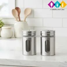 Kit 2 Porta Condimento Para Saleiro Pimenteiro Temperos Aço Inox Peso