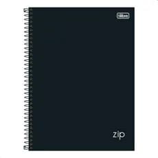 Caderno Universitário 10 Matérias Tilibra Zip Preto 160 Folhas Capa Dura Resistente