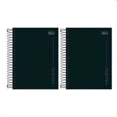 Kit 2 Agenda 2027 Pepper Espiral Preta Tilibra Diária 11,7x16,4cm Capa Dura Original Premium