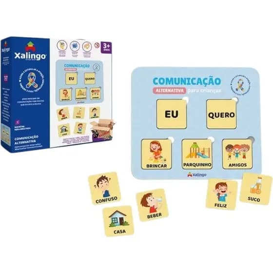 Jogo Educativo Comunicação Alternativa 127 Peças Xalingo - 12310 tdah autismo Pedagógico Em Madeira