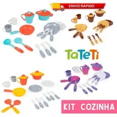 PANELINHAS PREMIUM Brinquedo Infantil Kit Cozinha Completo Talher Prato Copo Panela Faca Frigideira 15 Peças Tateti