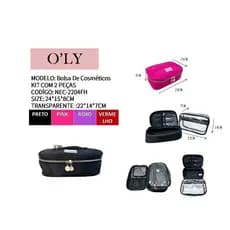 Kit Necessaire Feminina 2 Peças Bolsa de Cosméticos com Bolsa Transparente Organizador de Maquiagem Viagem