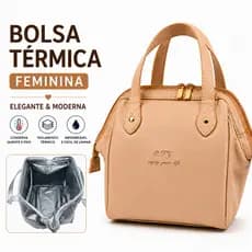 Bolsa Térmica Feminina Grande Capacidade Impermeável para Marmita Lancheira Portátil com Bolso Interno