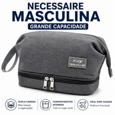 Necessaire Masculina Grande Capacidade Dupla Camada Organizador De Viagem Com Compartimentos