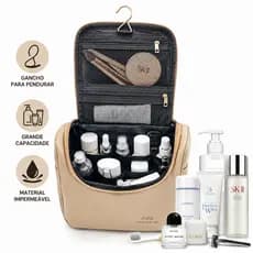 Necessaire com Gancho O’LY – Bolsa de Cosméticos 23x10x20cm | Organizador para Viagem com Compartimentos Internos