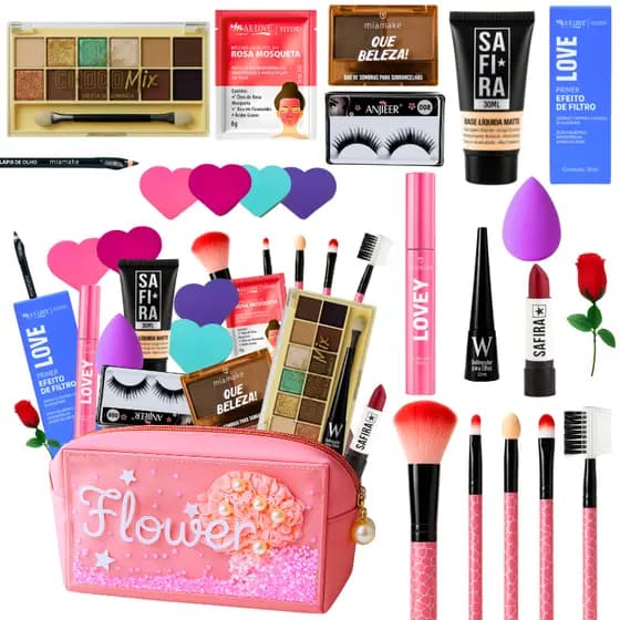 Maleta De Maquiagem Completa Bolsa Linda Presente Namorada Qualidade