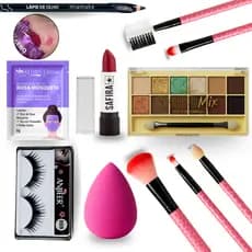 Kit Maquiagem Conjuntos Pincéis Itens Paleta Base Esponjas Combo Batom Peças Barata Make Kits Diário