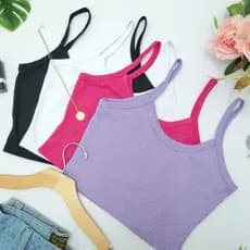 Kit 10 Blusa Feminina Cropped Top Feminino Regata Alcinha Canelado