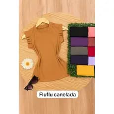 Kit 4 Blusa Feminina Estilosa Casual Manga Fluflu Babadinho em Malha Canelada Premium