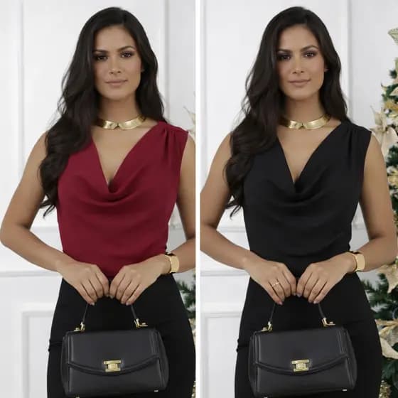Kit 2 Blusa Feminina Regata Gola Boba Poliamida Estilo Suplex Premium Regata Drapeada Blusinha Regata Verão