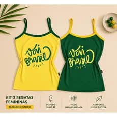 Kit 2 Regata Femenina Brasil Alça Fina Canelada Ref05