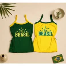 Kit 2 Regata Femenina Brasil Alça Fina Canelada Ref01