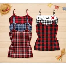 Kit 3 Blusa Xadrez Feminina Regata Alcinha Em Malha Suede