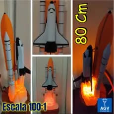Abajur de quarto - Luminária temática tipo Abajur de quarto - Ônibus Espacial Decolando