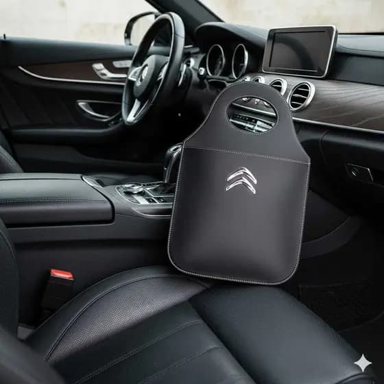 Nova Lixeira CITROEN Automotiva Porta Lixo Couro Reforçado Universal de Alta Qualidade Rustica.