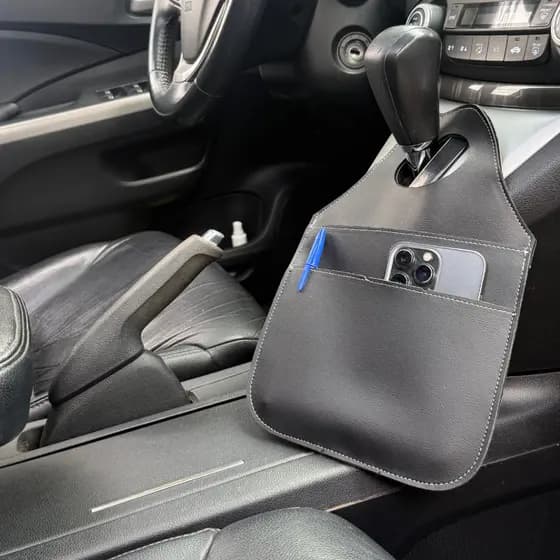 Lixeira Automotiva Porta Lixo Couro Reforçado Universal de Alta Qualidade Rustica. ENVIO RAPIDO Com Bolso Para Celular