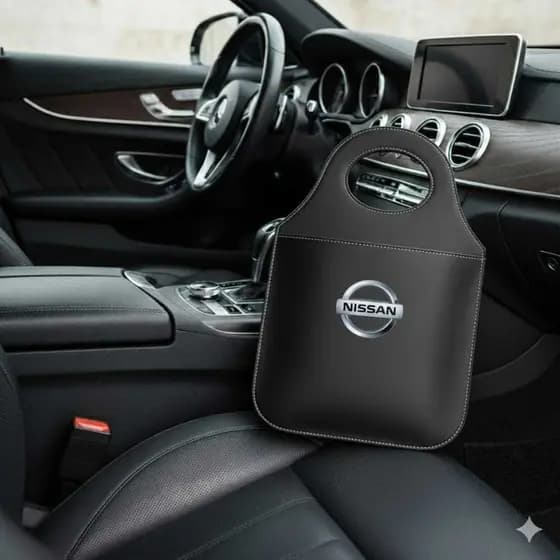 Lixeira NISSAN Automotiva Porta Lixo Couro Reforçado Universal de Alta Qualidade Rustica ENVIO RAPIDO