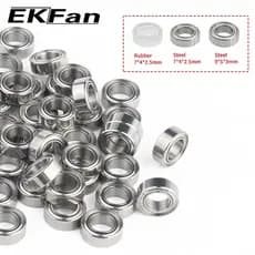 EKfan Rolamentos de esferas do carretel de pesca Borracha de aço 7 * 4 * 2,5 mm para peças de carretel de pesca