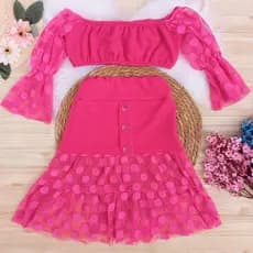 Conjunto infantil mini diva Saia tule longa cropped blusinha Conjunto infantil meninas blogueirinha