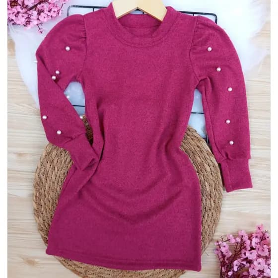 vestido infantil lanzinha perolas vestido manga longa para o frio inverno vestido manga bufante