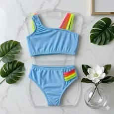 Biquíni Infantil Menina Blogueirinha Moda Praia Piscina Neon Alças Coloridas Verão Premium 04 ao 10