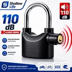 Cadeado Antifurto com Alarme Sonoro 110dB para Moto, Bicicleta, Portão e Capacete