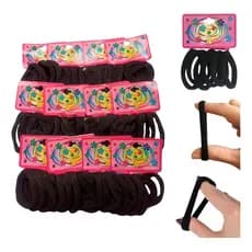 Kit Elásticos Xuxinha Rabicó Chuchinha Tipo Meia Cabelo 2opç Kit 144 Preto