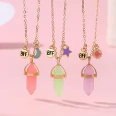 Conjunto de Colar de Cristal Brilhante no Escuro de 3 Peças para Crianças, Joias Combinando para Melhores Amigos, Presen