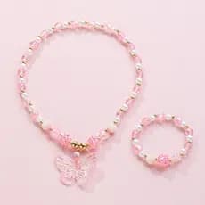 Conjunto De Joias De Princesa Para Meninas-Pulseira De Colar De Borboleta Presente Infantil