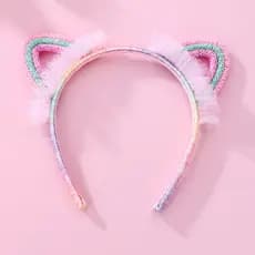 Crianças Orelhas De Gato Hairband Brilhante Colorido Antiderrapante Acessórios De Cabelo