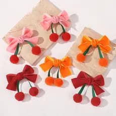 Grampo De Cabelo Cereja Bowknot Acessórios Para Meninas Mulheres Grampos Enfeites Decoração