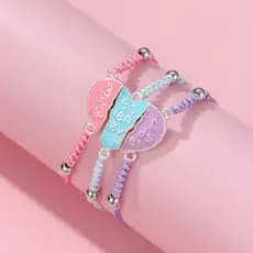 Conjunto De Pulseira De Atração Magnética De Coração Infantil-Joias Trançadas Feitas À Mão Para Melhores Amigos , Pacote