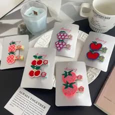 Presilhas de Cabelo Bico de Pato Bordadas com Flores e Frutas para Meninas Bebês, Acessórios de Cabelo Infantis Fofos pa
