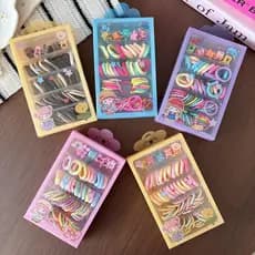 Conjunto de Mini Elásticos de Cabelo, Presilhas e Grampos para Meninas, Acessórios de Cabelo Fofos para Rabo de Cavalo e