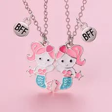 Conjunto De Colar De Sereia Desenho Animado Infantil Liga Melhor Amigo Joias Para Meninas