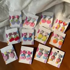 Conjunto de Brincos de Acrílico para Crianças - Brincos Fofos de Desenho Animado Brilhantes Sem Furo, Joias de Princesa