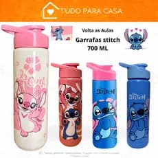 Squeeze Garrafa Stitch Angel 700 Ml para Agua, sucos, Academia, Passeio Escola infantil Lembrança
