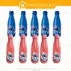 Kit 06-10-20-30 Garrafas Stitch Paris 600 ml Ideal para escola, Lancheira Passeio paque Pic Nick