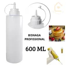 BISNAGA PARA MOLHO FLEXÍVEL 600ML KETCHUP MOSTARDA MAIONESE CREPE CONFEITÁRIA PANQUECAS LANCHONETE