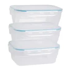 Jogo 3 Potes Transparente C/ Vedação e Tampa Hermética 1000 Ml cada Ideal para Armazenar Refeições