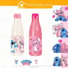 Garrafa Angel Stitch Original Infantil  Disney 600Ml  Passeio Lancheira Escolar  lembrancinha