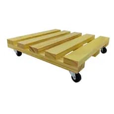 Suporte Para Vaso De Plantas de PINUS Carrinho Rodinhas 36x36x10 cm